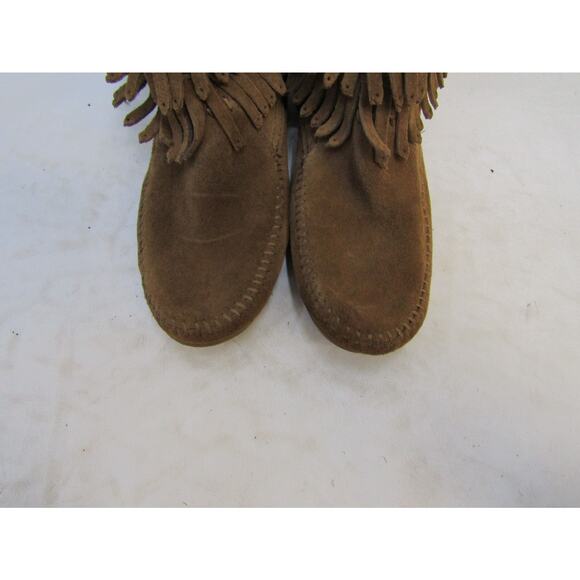 Minnetonka Womens Size 6 Brown Suede Fringe Ankle Fashion Boots Bootie - Picture 6 of 11